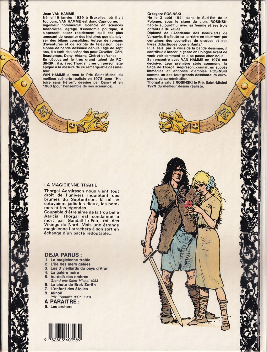 Verso de l'album Thorgal Tome 1 La Magicienne trahie