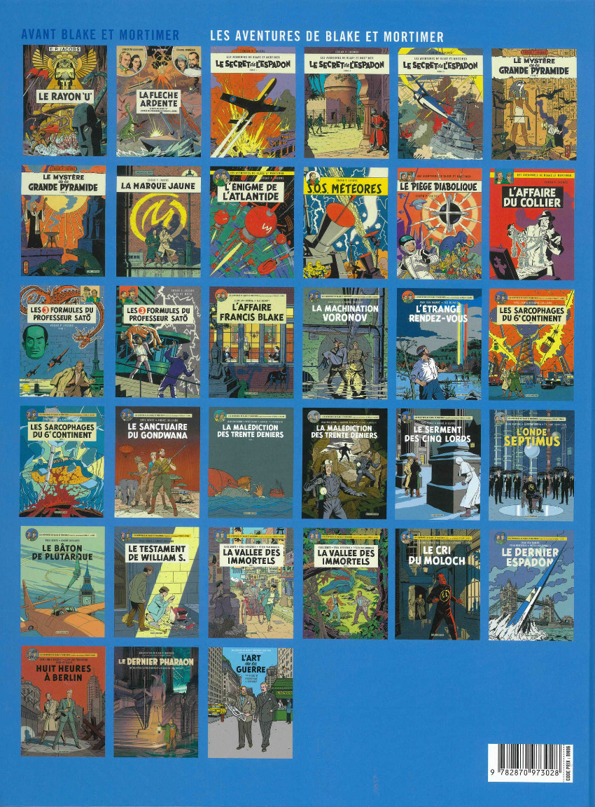 Verso de l'album Avant Blake et Mortimer Tome 1 Le rayon U