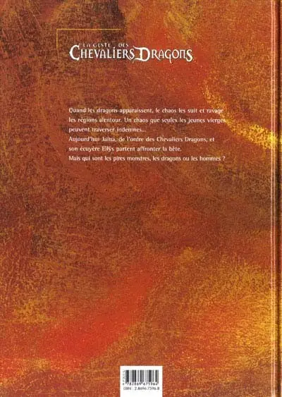 Verso de l'album La Geste des Chevaliers Dragons Tome 1 Jaïna