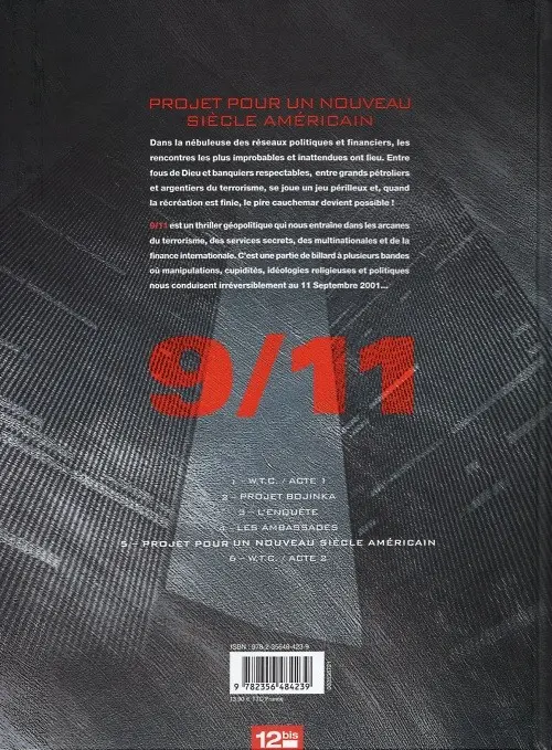 Verso de l'album 9/11 Tome 5 Projet pour un nouveau siècle américain