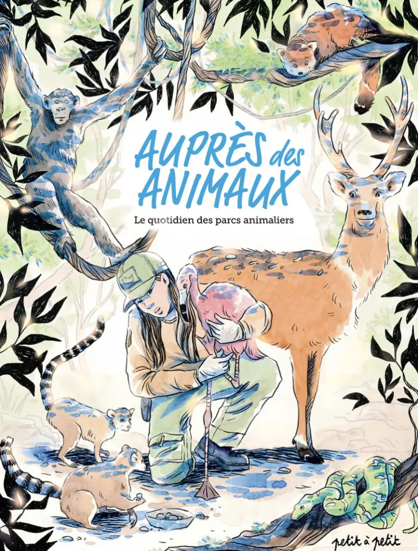 Couverture de l'album Auprès des animaux Le quotidien des parcs animaliers
