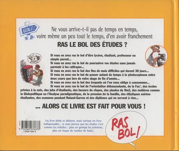 Verso de l'album Ras le bol... Études