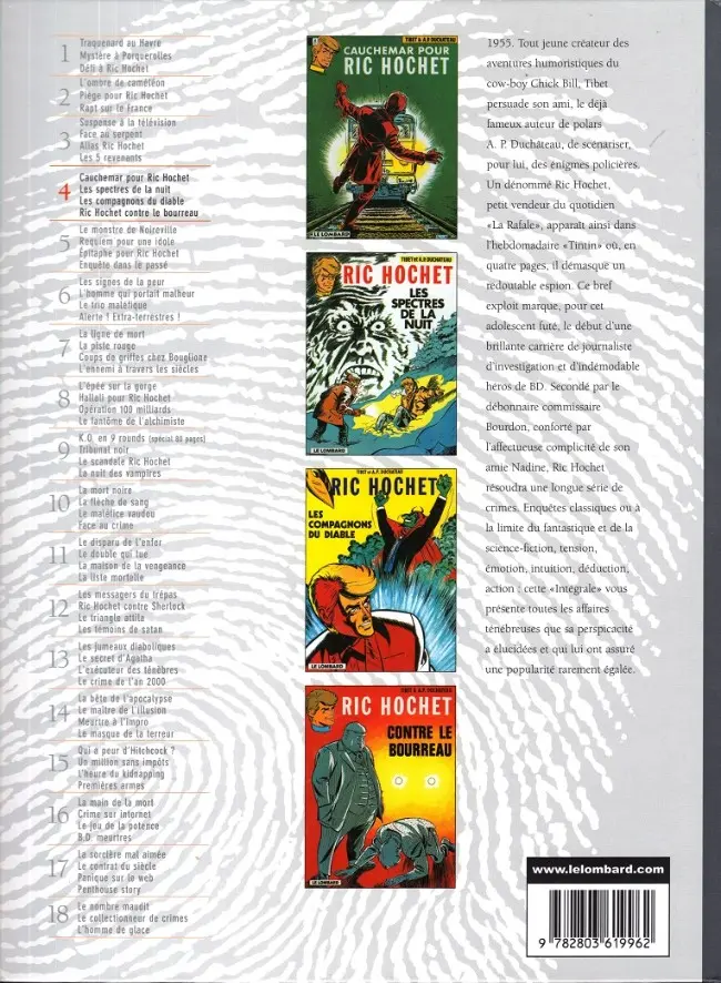 Verso de l'album Ric Hochet Intégrale Tome 4