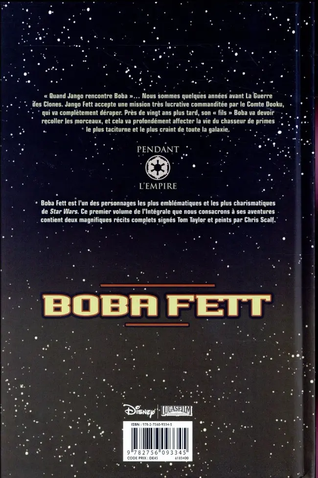 Verso de l'album Star Wars - Boba Fett Intégrale I