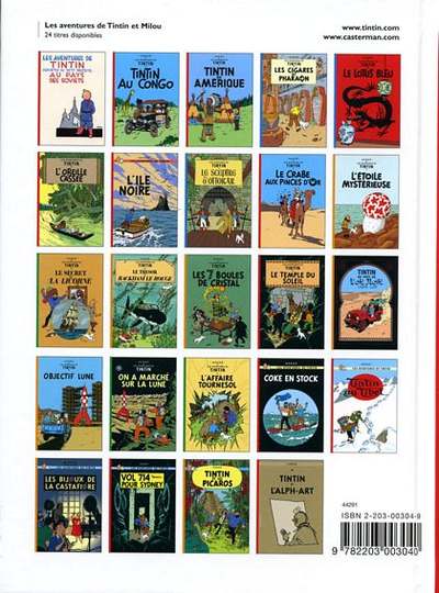 Verso de l'album Tintin Tome 2 Tintin au Congo