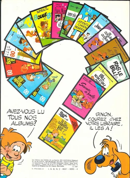 Verso de l'album Boule & Bill Tome 6 60 gags de Boule et Bill