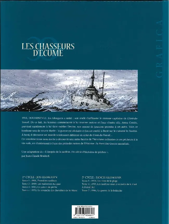 Verso de l'album Les Chasseurs d'écume Tome 3 1913, le patron de pêche