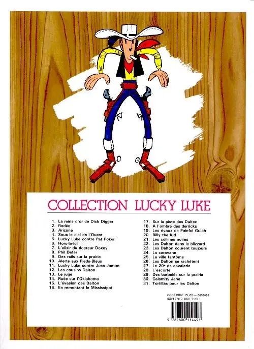 Verso de l'album Lucky Luke Tome 9 Des rails sur la prairie