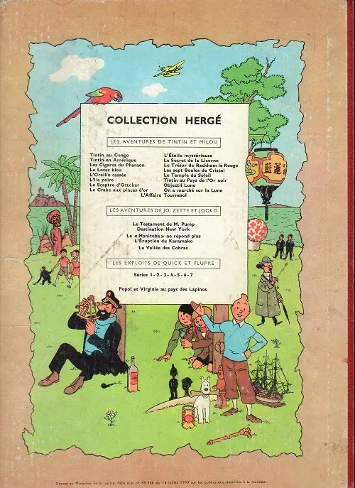 Verso de l'album Tintin Tome 5 Le lotus bleu