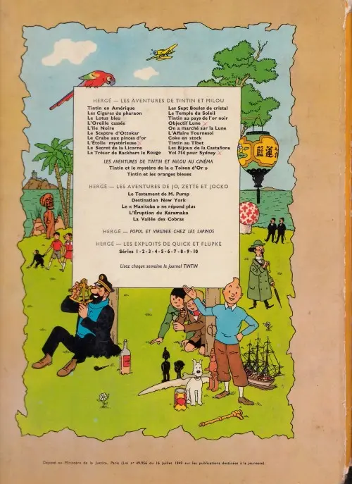 Verso de l'album Tintin Tome 10 L'étoile mystérieuse