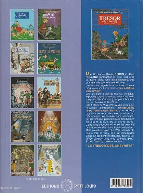 Verso de l'album Les aventures de Vick et Vicky Tome 1 Le trésor des chevrets