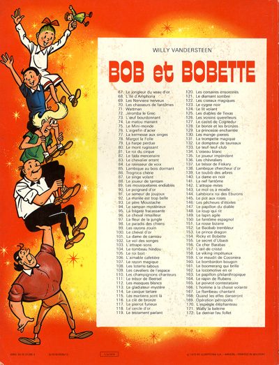 Verso de l'album Bob et Bobette Tome 172 Le dernier feu follet