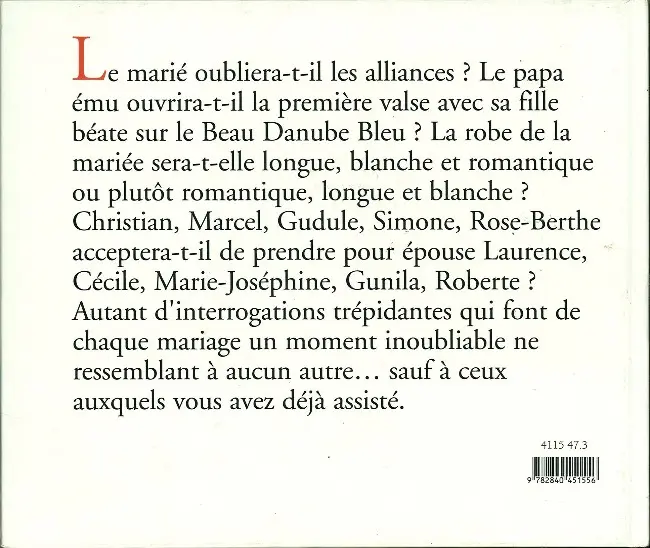 Verso de l'album de A à Z Le Mariage illustré de A à Z