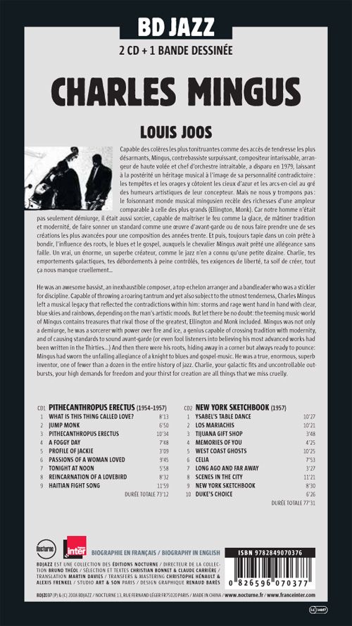 Verso de l'album BD Jazz Charles Mingus