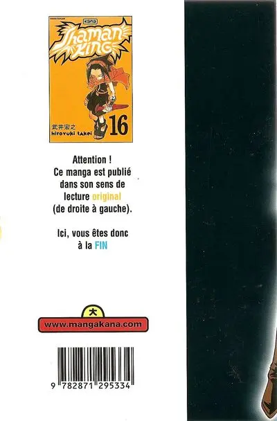 Verso de l'album Shaman King 16 Le Petit-fils