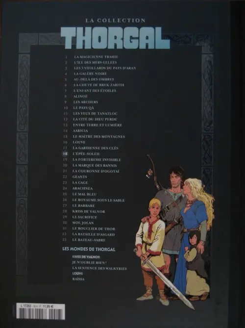 Verso de l'album Thorgal La collection Tome 18 L'épée soleil