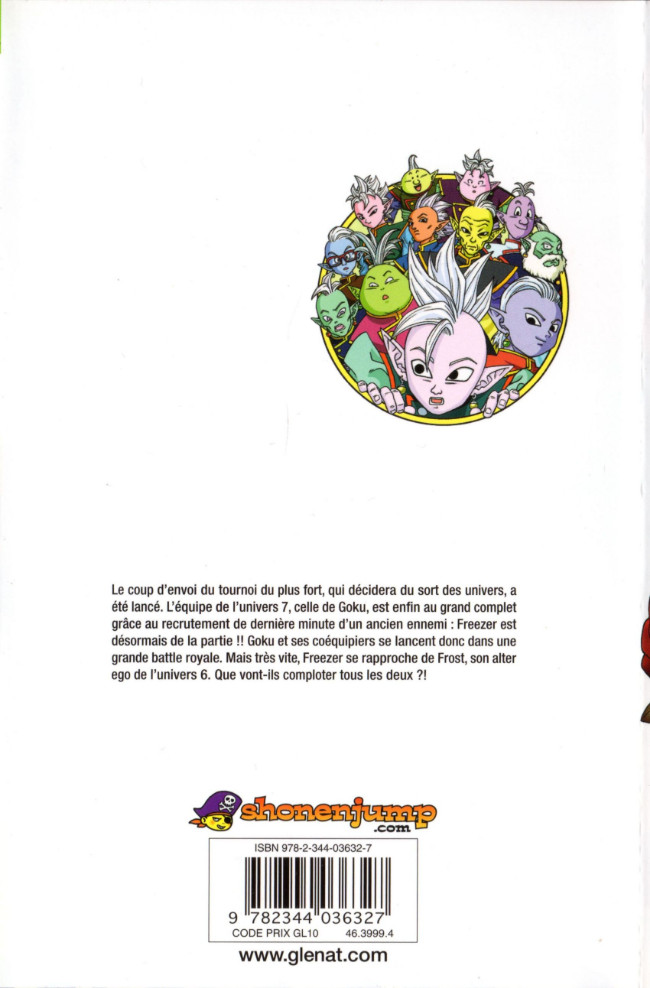 Verso de l'album Dragon Ball Super 7 Début du tournoi pour la survie de l'univers !