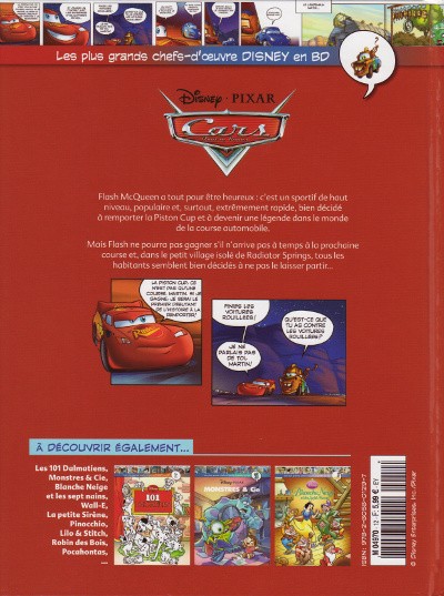Verso de l'album Les plus grands chefs-d'œuvre Disney en BD Tome 12 Cars: quatre roues