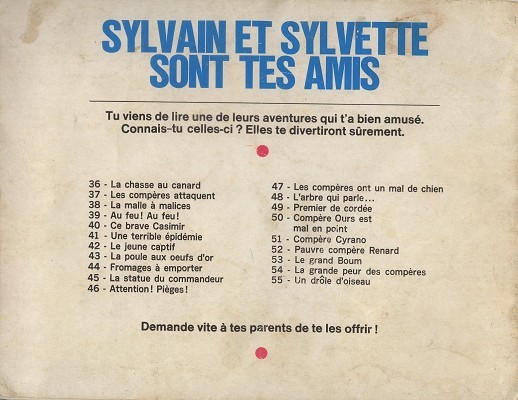 Verso de l'album Sylvain et Sylvette Tome 56 Les compères chassent le tigre