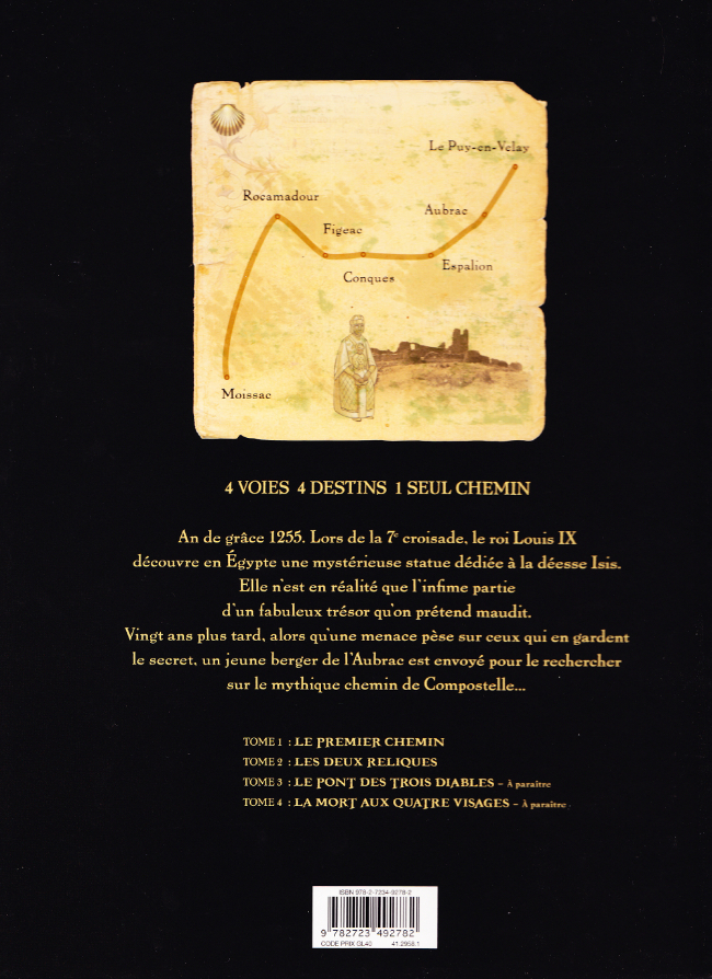 Verso de l'album Campus Stellae, sur les chemins de Compostelle Tome 1 Le Premier Chemin - Du Puy à Moissac