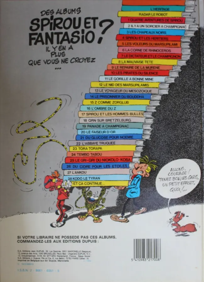 Verso de l'album Spirou et Fantasio Tome 24 Tembo Tabou