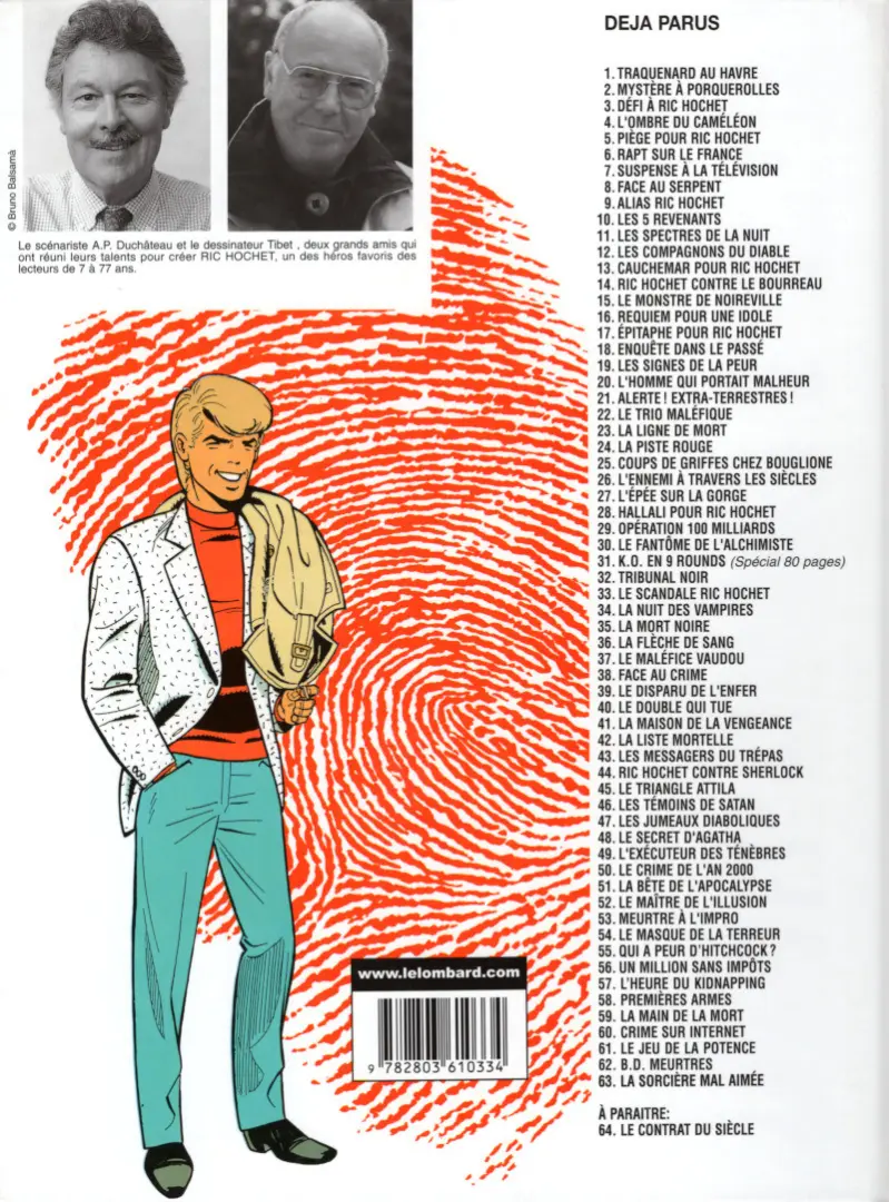 Verso de l'album Ric Hochet Tome 52 Le maître de l'illusion