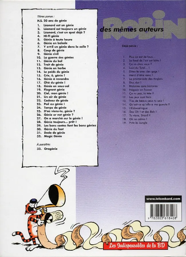 Verso de l'album Léonard Tome 24 Temps de génie