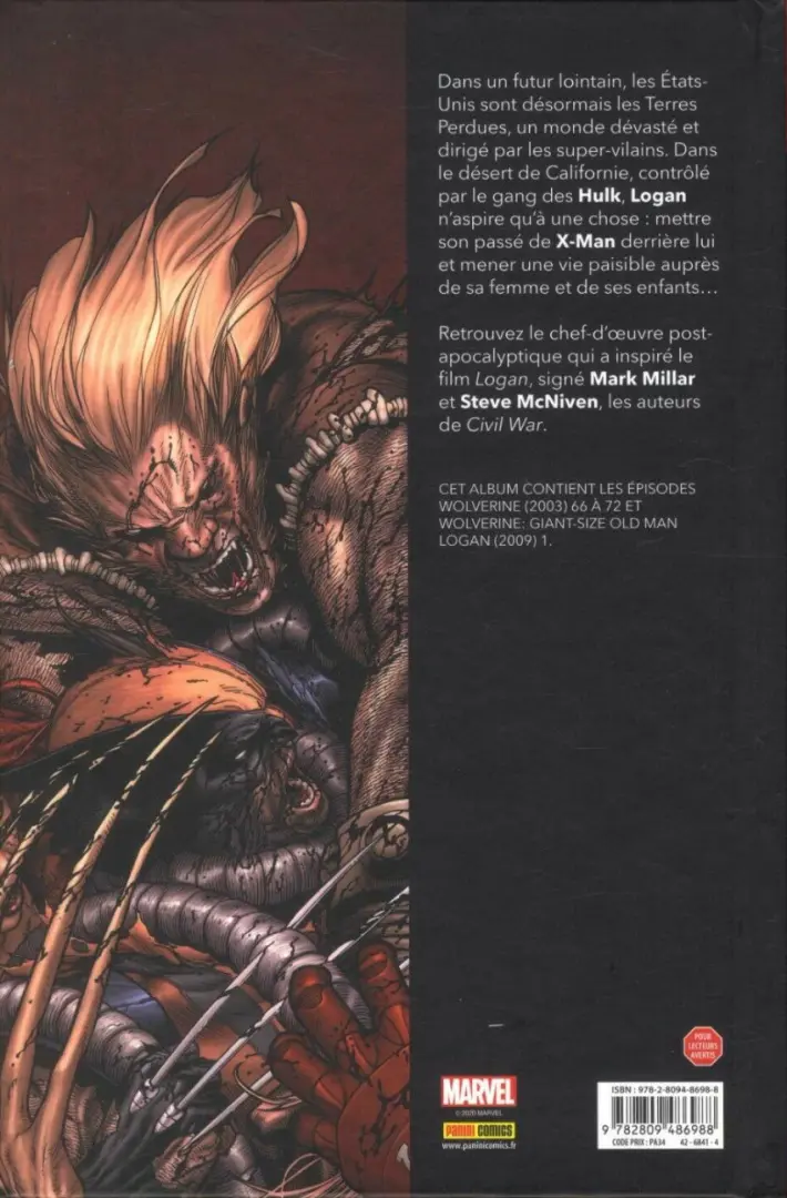 Verso de l'album Wolverine - Old Man Logan Old Man Logan