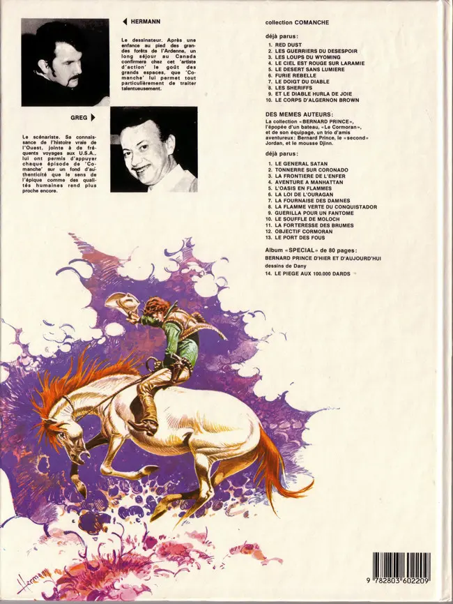 Verso de l'album Comanche Tome 6 Furie rebelle