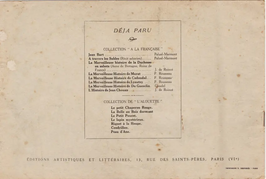 Verso de l'album La belle histoire de Surcouf