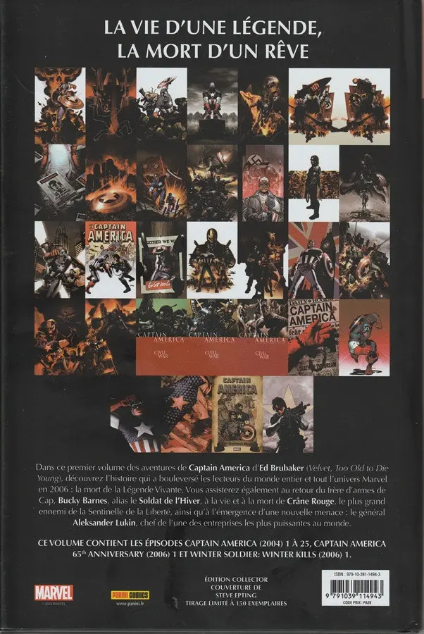 Verso de l'album Captain America 1