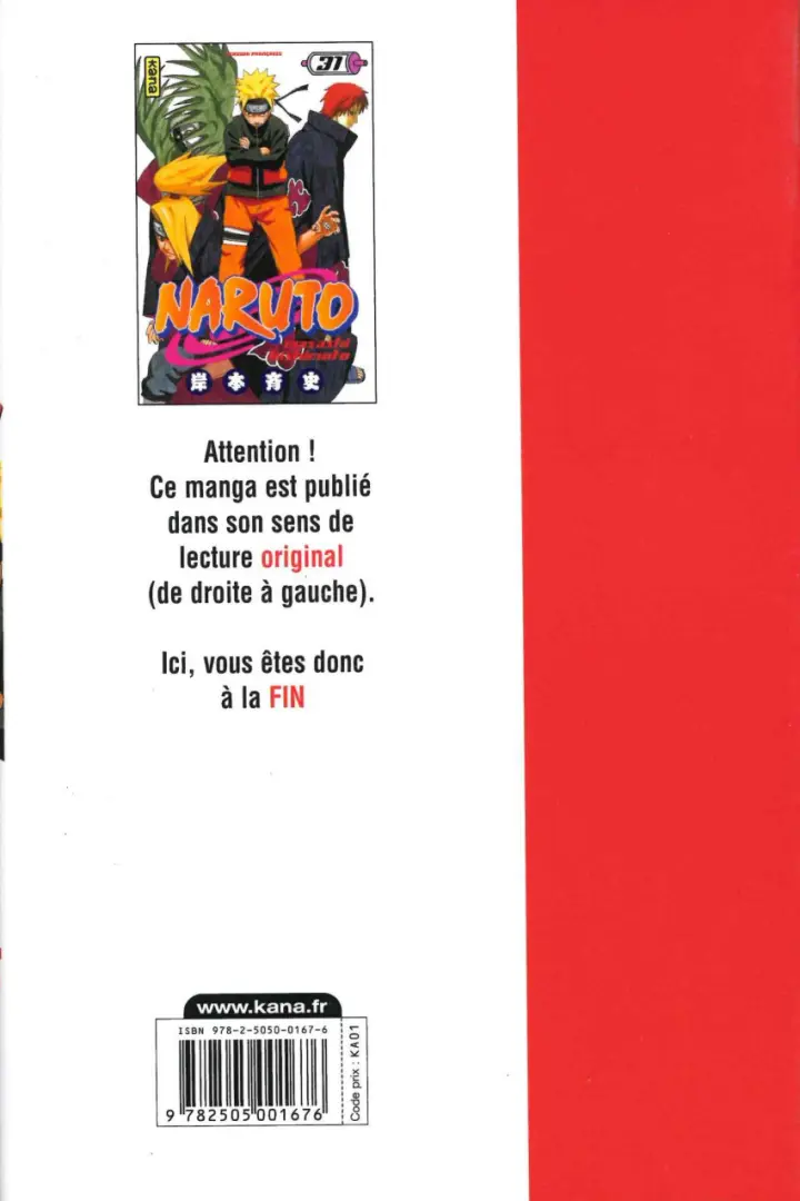 Verso de l'album Naruto 31 Testament !!