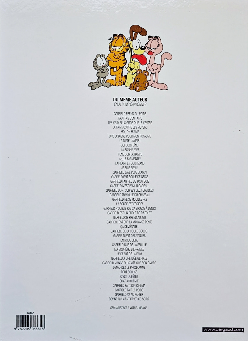 Verso de l'album Garfield Tome 38 Chat Académie