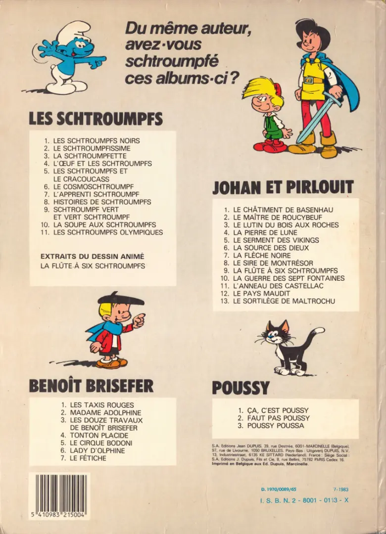 Verso de l'album Les Schtroumpfs Tome 6 Le cosmoschtroumpf