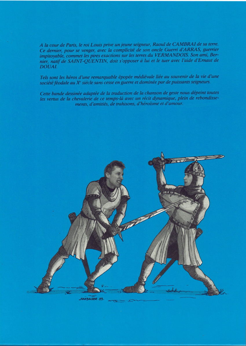 Verso de l'album Légende des Chevaliers Raoul et Bernier