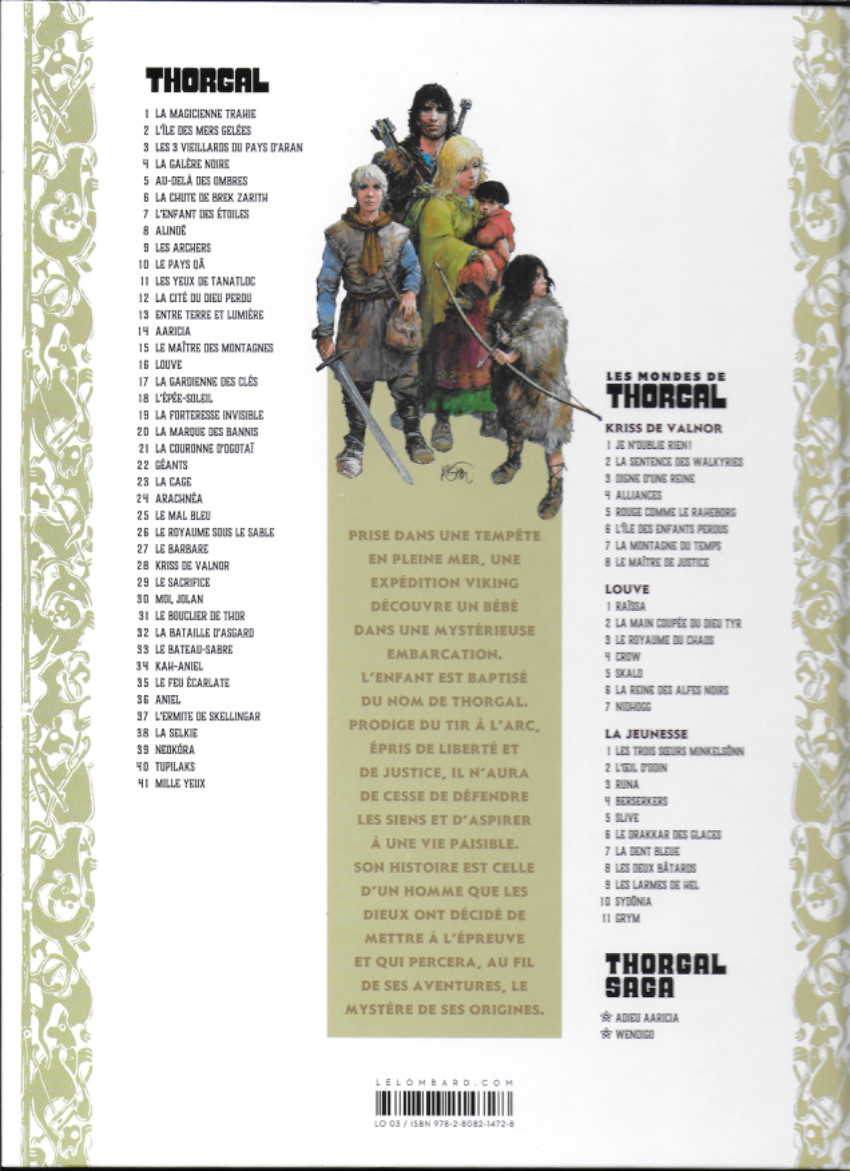Verso de l'album Thorgal Tome 3 Les trois vieillards du pays d'ahan