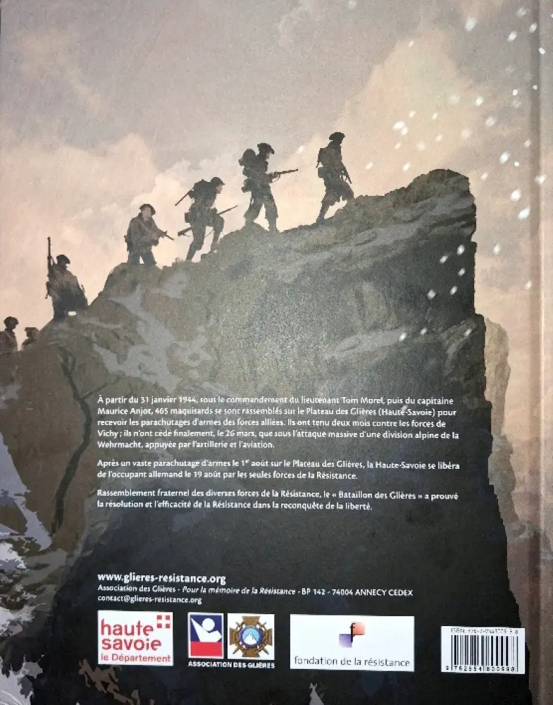 Verso de l'album Glières 31 janvier - 26 mars 1944 Vivre Libre ou Mourir