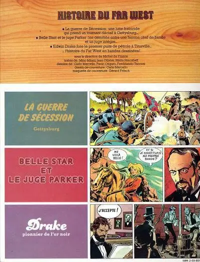 Verso de l'album Histoire du Far West Tome 10 La guerre de sécession (2) / Belle Star et le juge Parker / Drake