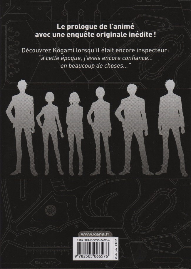 Verso de l'album Psycho-Pass - Inspecteur Shinya Kôgami 1
