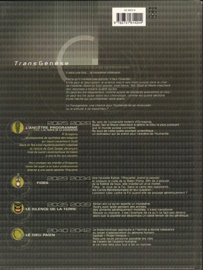 Verso de l'album L'Ancêtre programmé Tome 2 Le temps de la conscience