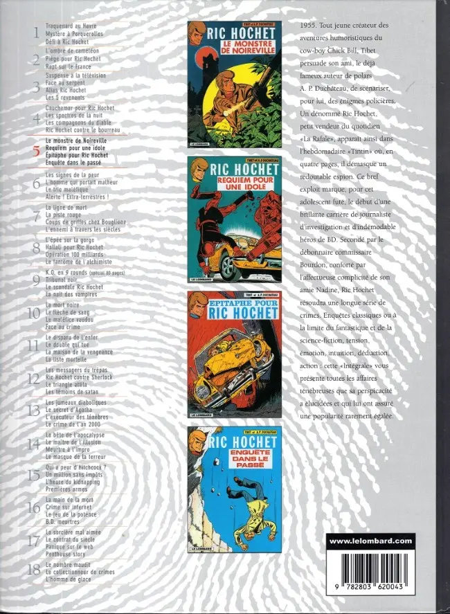 Verso de l'album Ric Hochet Intégrale Tome 5