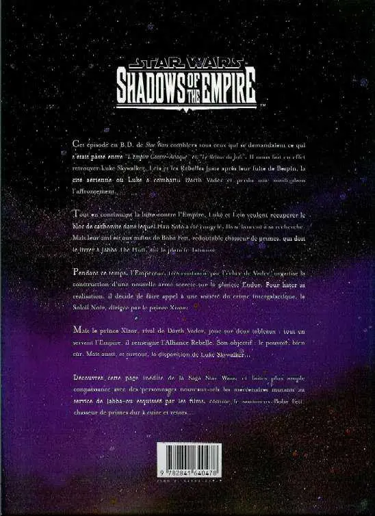 Verso de l'album Star Wars - Les ombres de l'Empire Tome 1 Les Ombres de l'Empire (1/2)