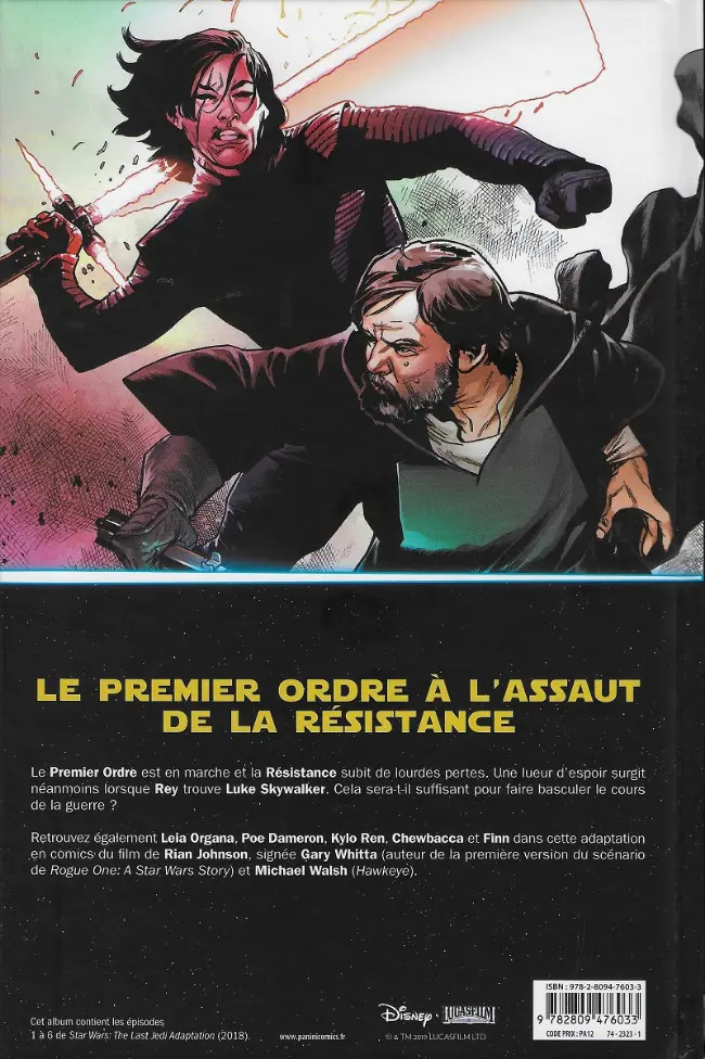 Verso de l'album Star Wars : Les derniers Jedi Les derniers Jedi