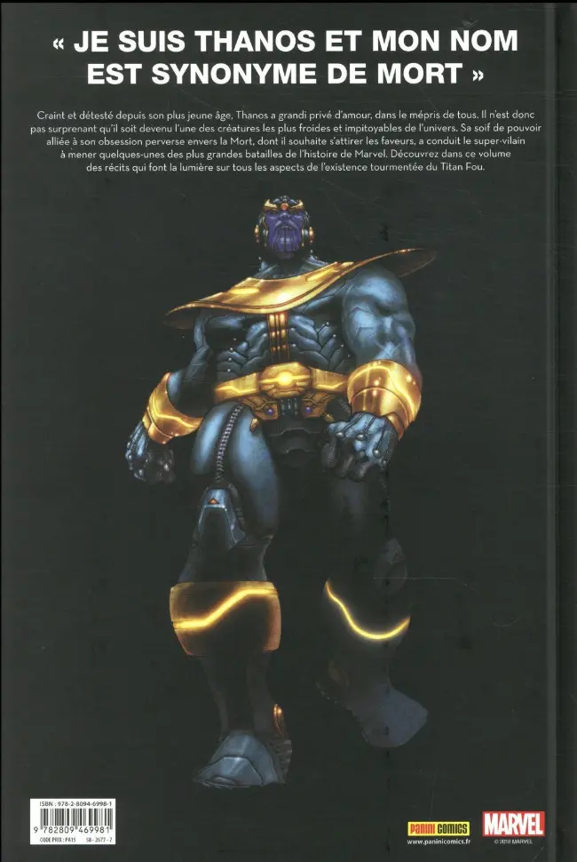 Verso de l'album Je suis Thanos