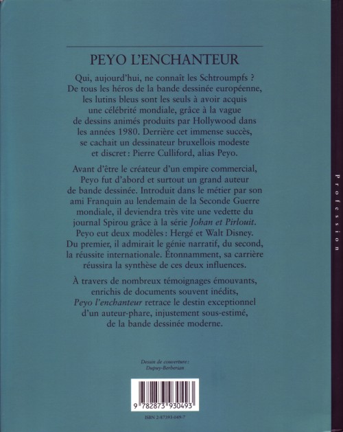 Verso de l'album Peyo l'enchanteur Peyo, l'enchanteur