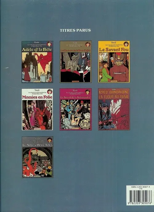 Verso de l'album Les Aventures Extraordinaires d'Adèle Blanc-Sec Tome 6 Le Noyé à Deux Têtes