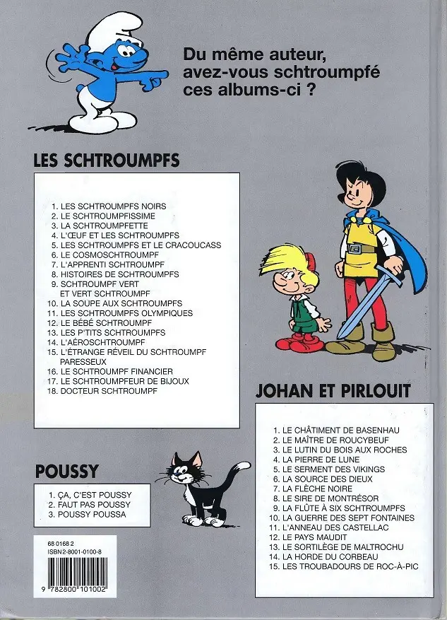 Verso de l'album Johan et Pirlouit Tome 6 La source des dieux