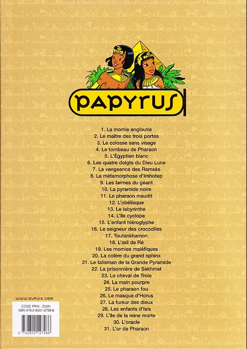 Verso de l'album Papyrus Tome 8 La métamorphose d'Imhotep