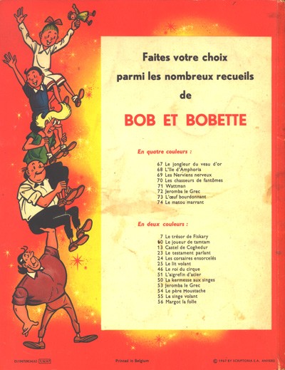 Verso de l'album Bob et Bobette Tome 73 L'Œuf bourdonnant