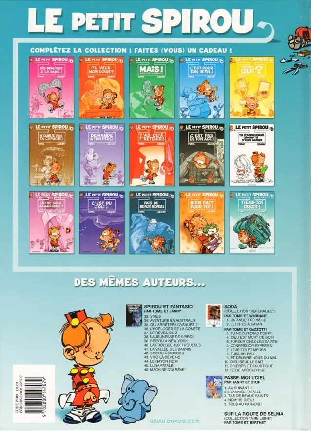 Verso de l'album Le Petit Spirou Tome 15 Tiens-toi droit !